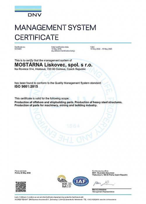 DNV Certificate ISO 9001